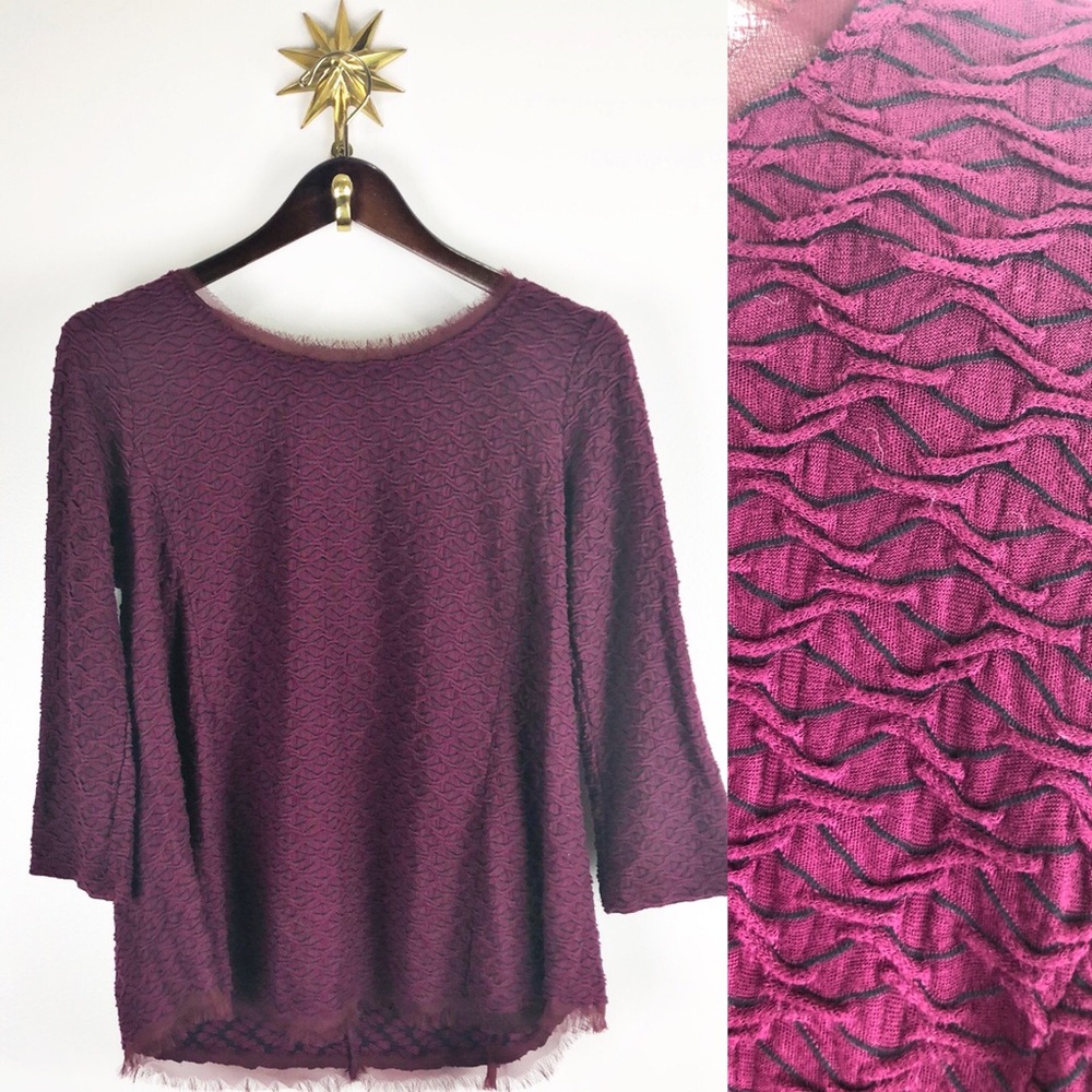 Anthropologie scoop neck textured shirt w raw hem
